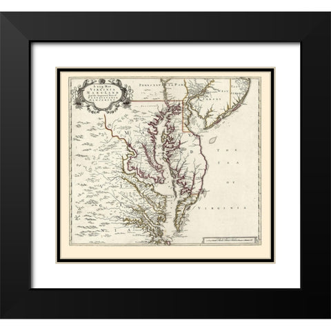 Virginia Maryland - 1700 Black Modern Wood Framed Art Print with Double Matting by Unknown