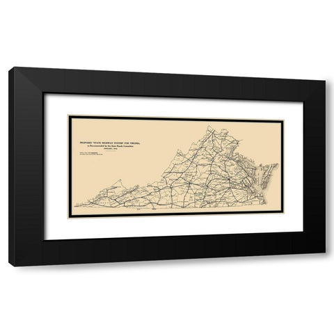 Virginia - 1918 Black Modern Wood Framed Art Print with Double Matting by Unknown