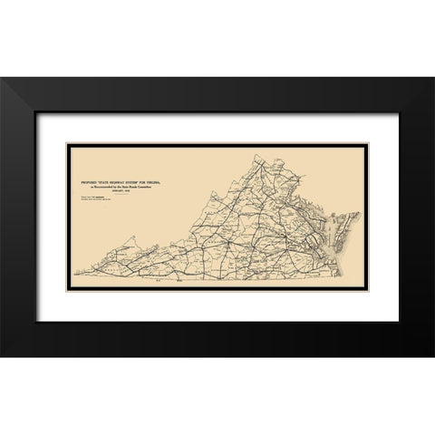 Virginia - 1918 Black Modern Wood Framed Art Print with Double Matting by Unknown