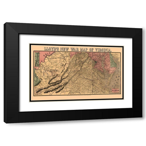 Virginia - Lloyd 1862 Black Modern Wood Framed Art Print with Double Matting by Lloyd