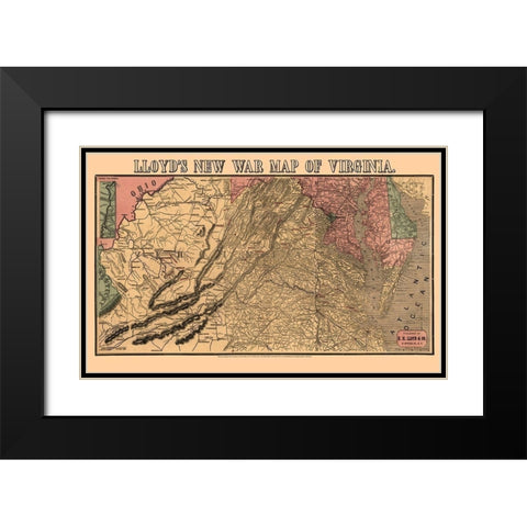 Virginia - Lloyd 1862 Black Modern Wood Framed Art Print with Double Matting by Lloyd
