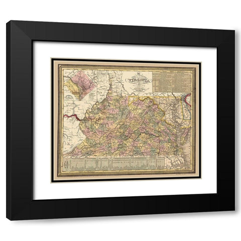 Virginia - Cowperthwait 1853 Black Modern Wood Framed Art Print with Double Matting by Cowperthwait