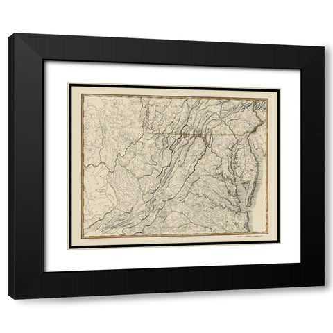 Virginia - Flowman 1814 Black Modern Wood Framed Art Print with Double Matting by Flowman