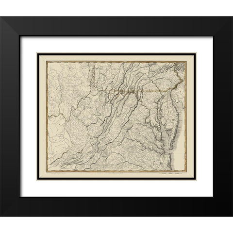 Virginia - Flowman 1814 Black Modern Wood Framed Art Print with Double Matting by Flowman