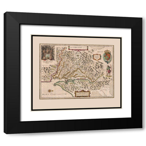 Virginia - 1644 Black Modern Wood Framed Art Print with Double Matting by Unknown