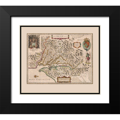 Virginia - 1644 Black Modern Wood Framed Art Print with Double Matting by Unknown
