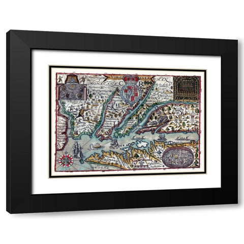 Virginia - 1636 Black Modern Wood Framed Art Print with Double Matting by Unknown