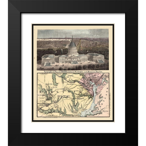 Virginia - Magnus 1861 Black Modern Wood Framed Art Print with Double Matting by Magnus