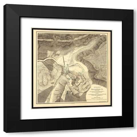 Waynesboro Virginia - Holland 1865 Black Modern Wood Framed Art Print with Double Matting by Holland