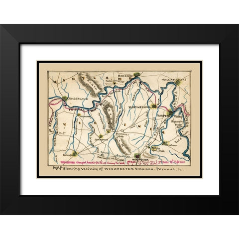 Winchester Virginia - 1862 Black Modern Wood Framed Art Print with Double Matting by Unknown