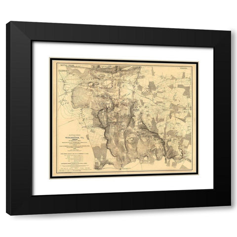 Winchester Virginia - 1864 Black Modern Wood Framed Art Print with Double Matting by Unknown