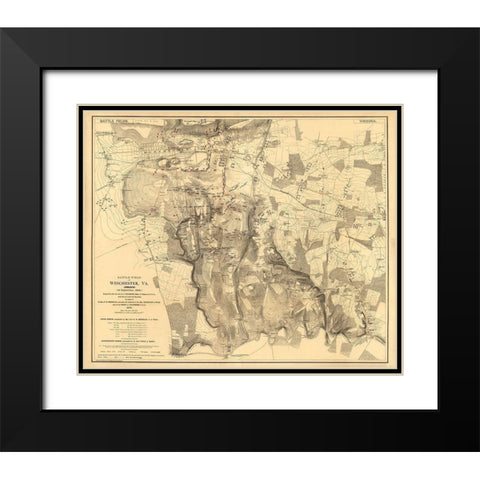 Winchester Virginia - 1864 Black Modern Wood Framed Art Print with Double Matting by Unknown