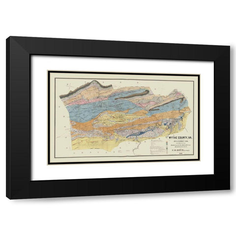 Wythe County Virginia - Boyd 1890 Black Modern Wood Framed Art Print with Double Matting by Boyd