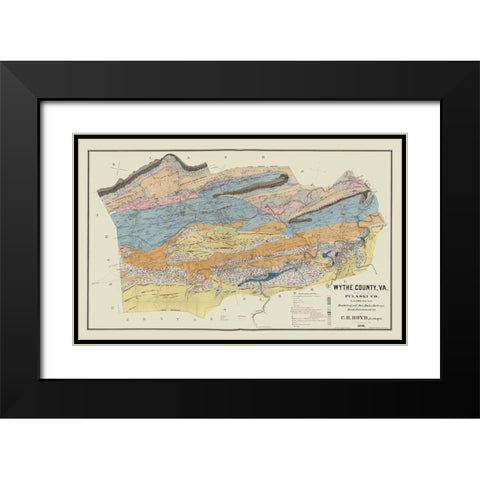 Wythe County Virginia - Boyd 1890 Black Modern Wood Framed Art Print with Double Matting by Boyd