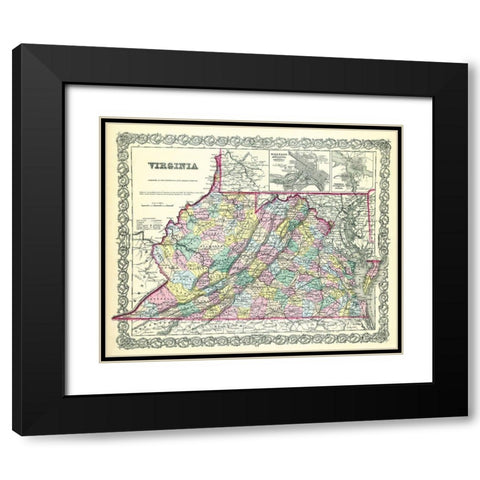 Virginia - Colton 1856 Black Modern Wood Framed Art Print with Double Matting by Colton