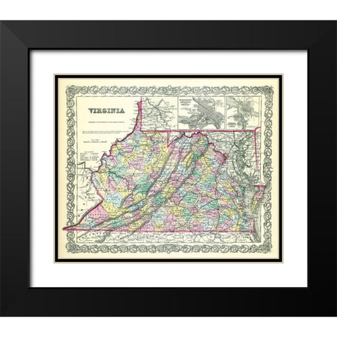Virginia - Colton 1856 Black Modern Wood Framed Art Print with Double Matting by Colton