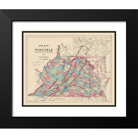 Virginia, West Virginia - Hoyer 1861 Black Modern Wood Framed Art Print with Double Matting by Hoyer