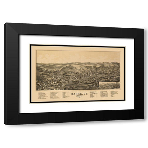 Barre Vermont - Norris 1891 Black Modern Wood Framed Art Print with Double Matting by Norris