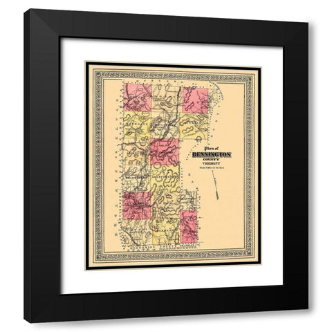 Bennington Vermont - Beers 1876 Black Modern Wood Framed Art Print with Double Matting by Beers