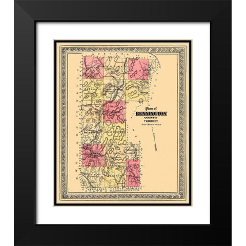 Bennington Vermont - Beers 1876 Black Modern Wood Framed Art Print with Double Matting by Beers