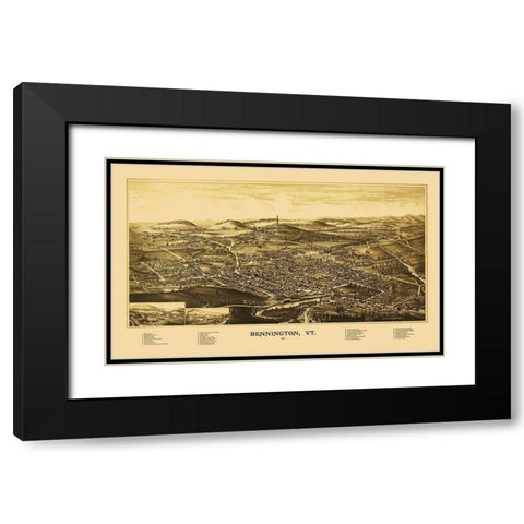 Bennington Vermont - Burleigh 1887 Black Modern Wood Framed Art Print with Double Matting by Burleigh