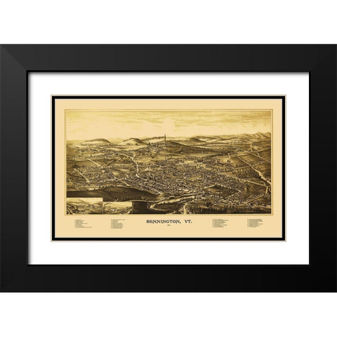 Bennington Vermont - Burleigh 1887 Black Modern Wood Framed Art Print with Double Matting by Burleigh