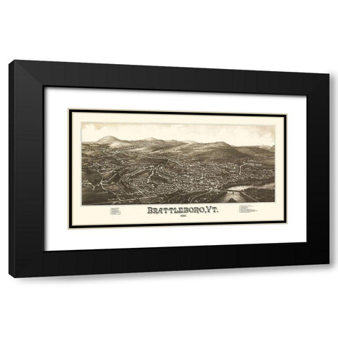Brattleboro Vermont - Burleigh 1886 Black Modern Wood Framed Art Print with Double Matting by Burleigh