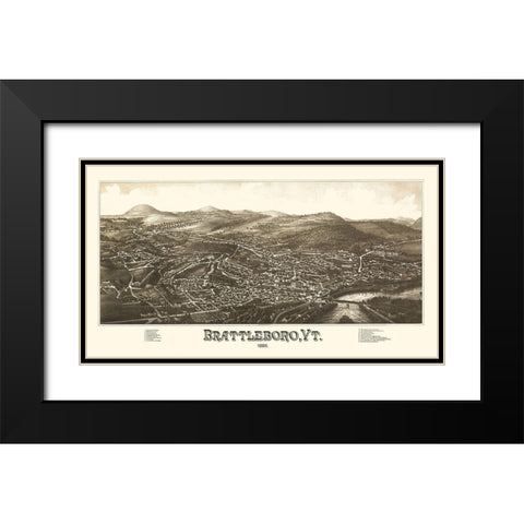 Brattleboro Vermont - Burleigh 1886 Black Modern Wood Framed Art Print with Double Matting by Burleigh