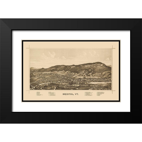 Bristol Vermont - Norris 1889 Black Modern Wood Framed Art Print with Double Matting by Norris