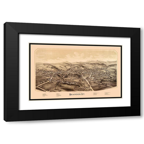 Brandon Vermont - Burleigh 1890 Black Modern Wood Framed Art Print with Double Matting by Burleigh