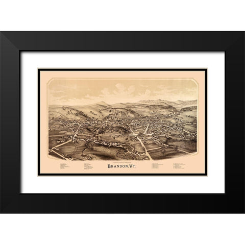 Brandon Vermont - Burleigh 1890 Black Modern Wood Framed Art Print with Double Matting by Burleigh