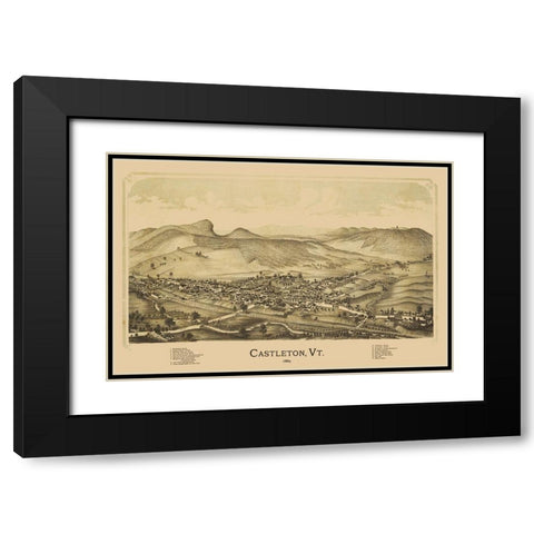 Castleton Vermont - Burleigh 1889 Black Modern Wood Framed Art Print with Double Matting by Burleigh