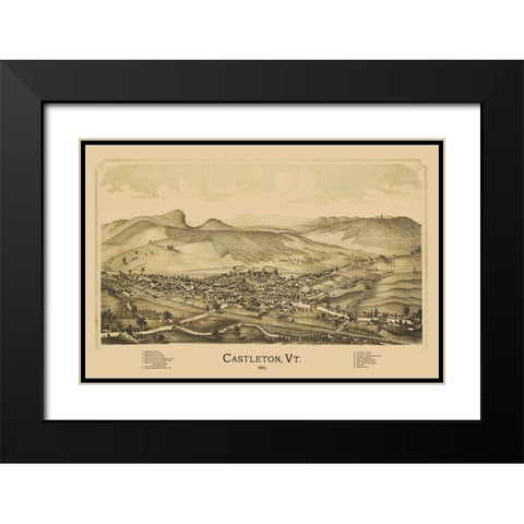 Castleton Vermont - Burleigh 1889 Black Modern Wood Framed Art Print with Double Matting by Burleigh