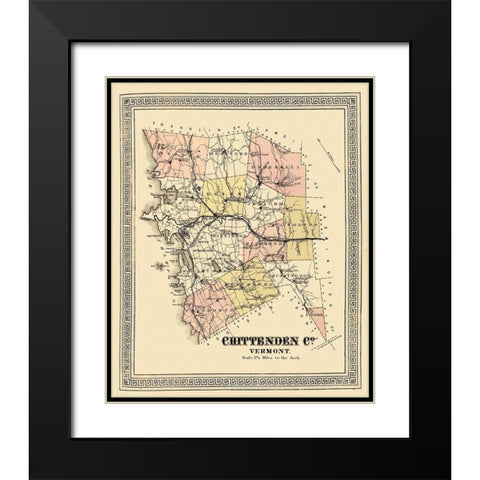 Chittenden Vermont - Beers 1878 Black Modern Wood Framed Art Print with Double Matting by Beers