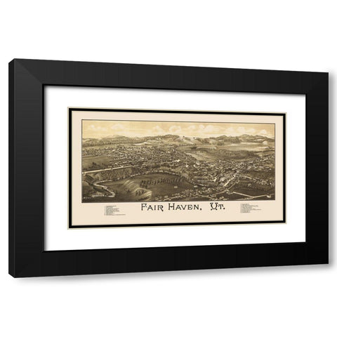 Fair Haven Vermont - Burleigh 1886 Black Modern Wood Framed Art Print with Double Matting by Burleigh