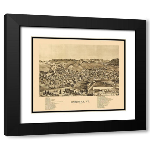 Hardwick Vermont - Norris 1892 Black Modern Wood Framed Art Print with Double Matting by Norris
