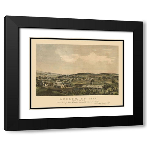 Ludlow Vermont - Moore 1859 Black Modern Wood Framed Art Print with Double Matting by Moore