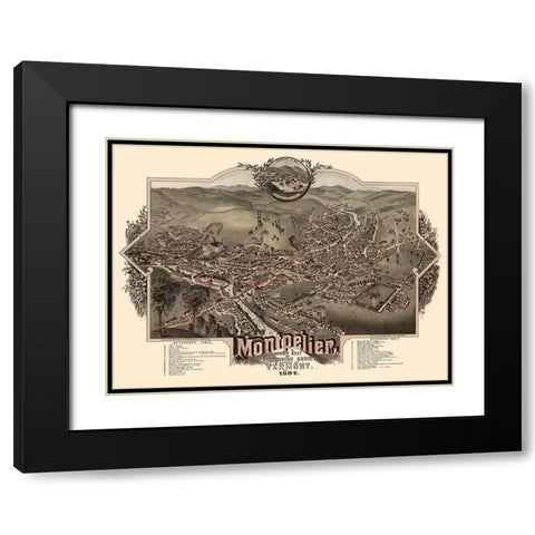 Montpelier Vermont - Norris 1884 Black Modern Wood Framed Art Print with Double Matting by Norris