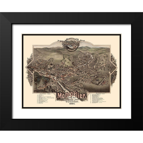 Montpelier Vermont - Norris 1884 Black Modern Wood Framed Art Print with Double Matting by Norris
