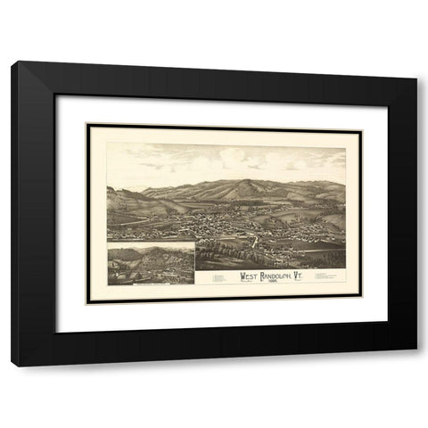 West Randolph Vermont - Burleigh 1886 Black Modern Wood Framed Art Print with Double Matting by Burleigh