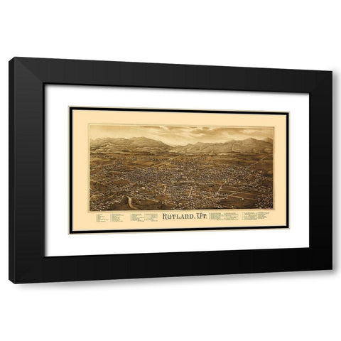 Rutland Vermont - Burleigh 1885 Black Modern Wood Framed Art Print with Double Matting by Burleigh