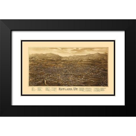 Rutland Vermont - Burleigh 1885 Black Modern Wood Framed Art Print with Double Matting by Burleigh
