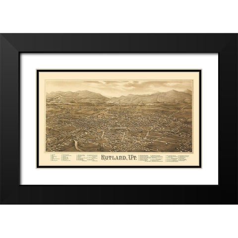 Rutland Vermont - Burleigh 1885 Black Modern Wood Framed Art Print with Double Matting by Burleigh