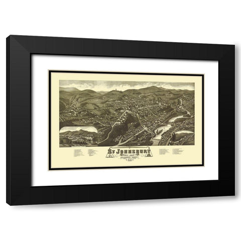 Saint Johnsbury Vermont - Norris 1884 Black Modern Wood Framed Art Print with Double Matting by Norris