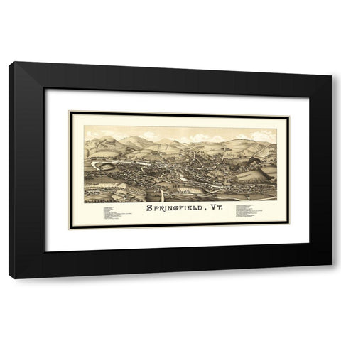 Springfield Vermont - Burleigh 1886 Black Modern Wood Framed Art Print with Double Matting by Burleigh