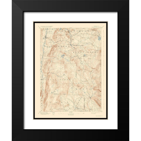 Wallingford Vermont Quad - USGS 1893 Black Modern Wood Framed Art Print with Double Matting by USGS