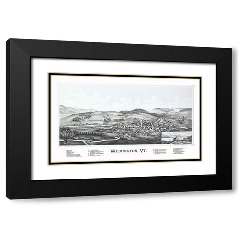 Wilmington Vermont - Burleigh 1891 Black Modern Wood Framed Art Print with Double Matting by Burleigh