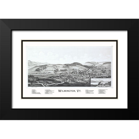 Wilmington Vermont - Burleigh 1891 Black Modern Wood Framed Art Print with Double Matting by Burleigh
