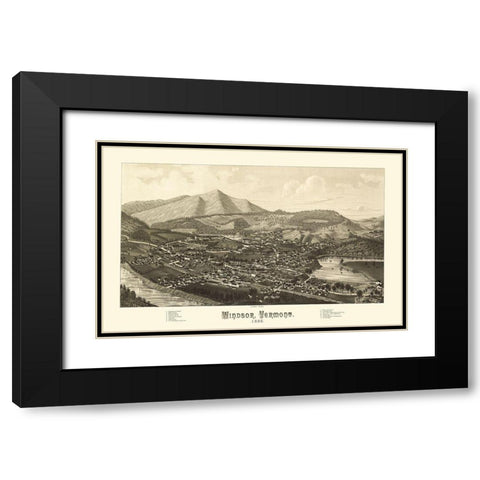Windsor Vermont - Burleigh 1886 Black Modern Wood Framed Art Print with Double Matting by Burleigh