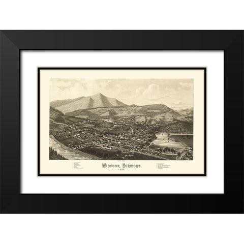 Windsor Vermont - Burleigh 1886 Black Modern Wood Framed Art Print with Double Matting by Burleigh